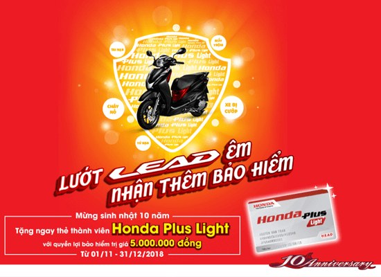 Honda Việt Nam thực hiện chương trình khuyến mại “Lướt LEAD êm, nhận thêm bảo hiểm”